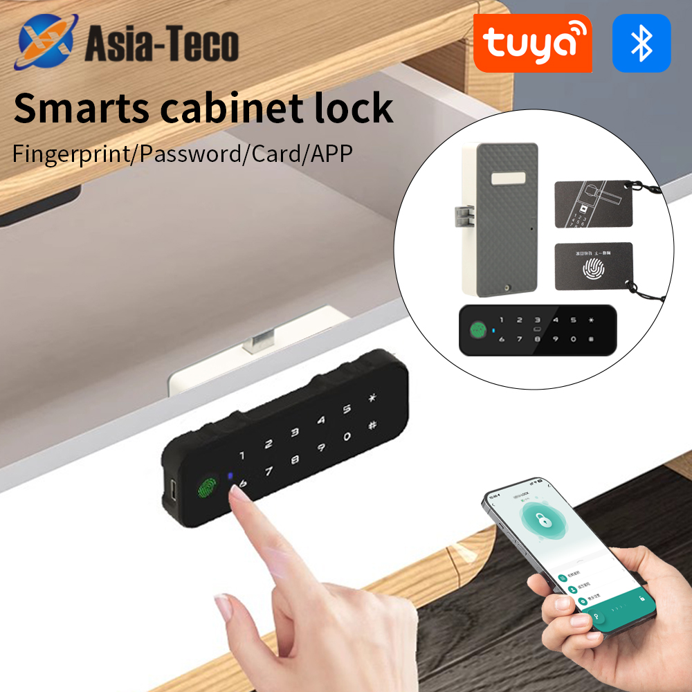 Furniture Interlocking Hardware - Tuya Bluetooth Smart Wood Cabinet Fingerprint