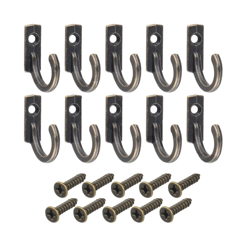 Furniture Interlocking Hardware - 10Pcs/set Vintage Hooks Wall Hanger Curved