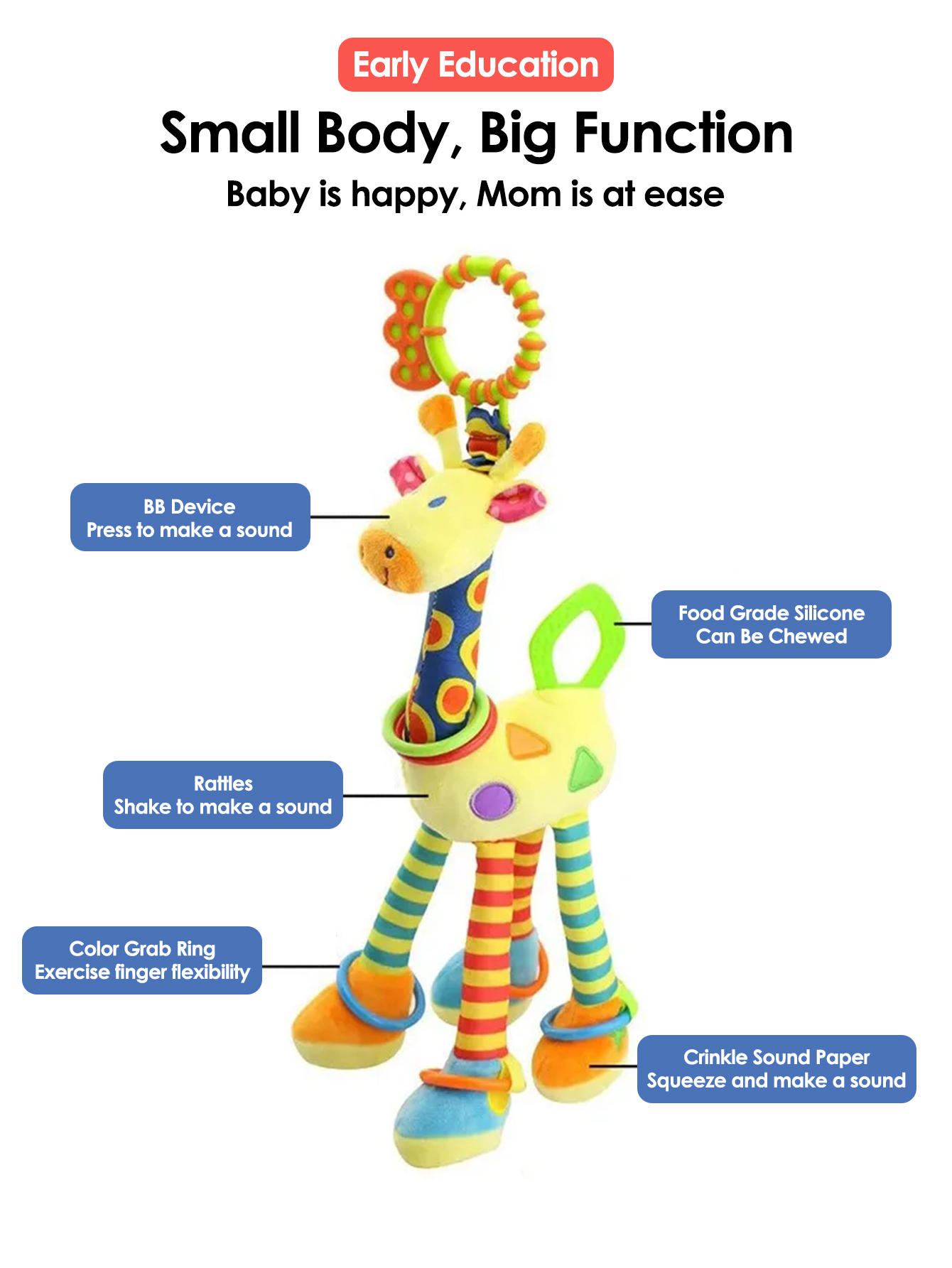 1pcs Soft Giraffe Animal Handb - Furniture Hardware For Bed 评论和价格