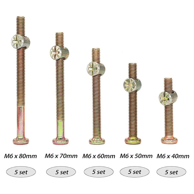 50pcs M6x40/50/60/70/80mm Crib - Furniture Hardware Barrel Nut 评论和价格