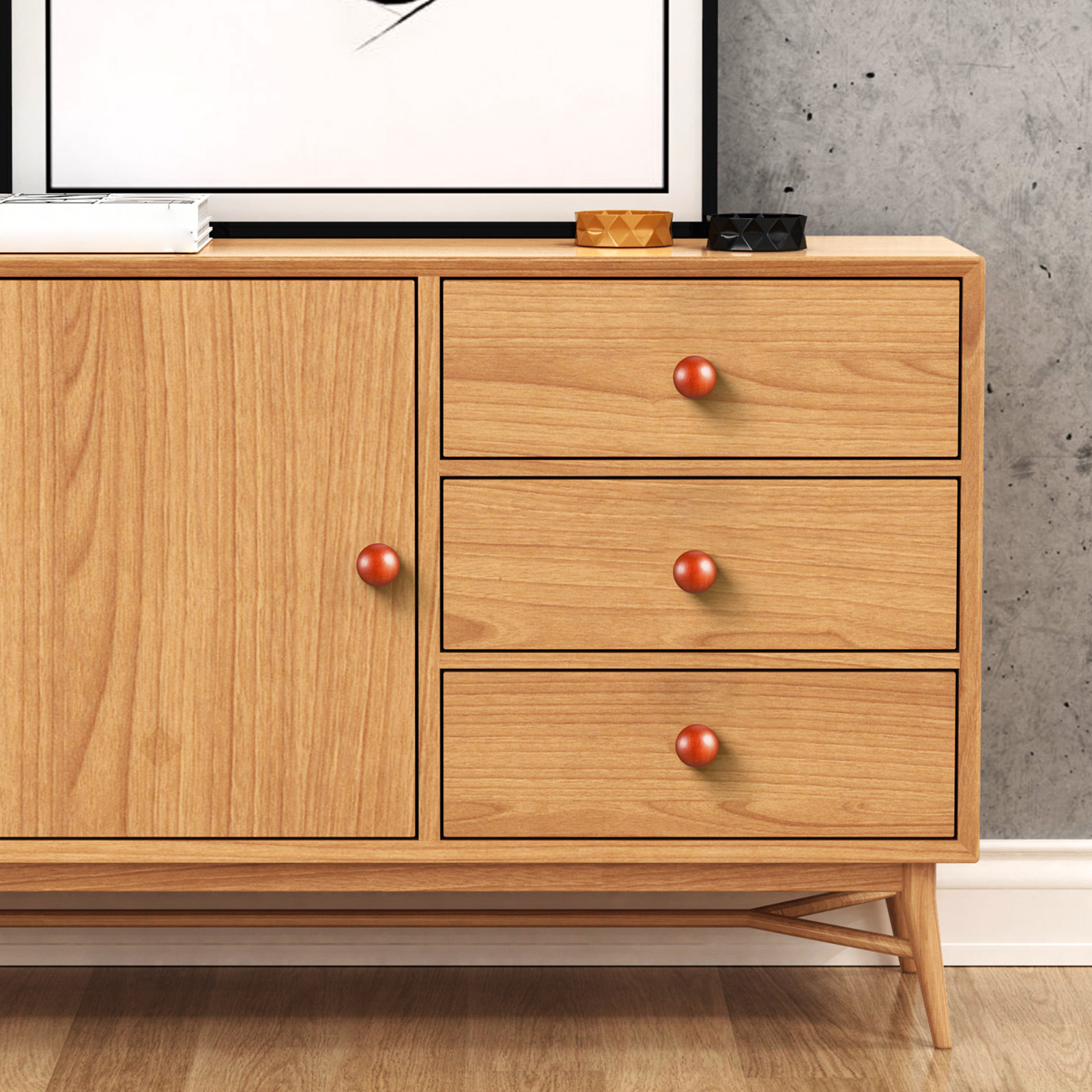 20Pcs Real Wood Knobs Wooden C - Cabinet Knob Round 评论和价格