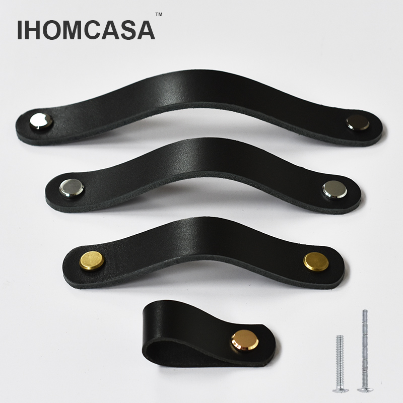 IHOMCASA Black Leather Knobs   - Furniture Rotating Hardware 评论和价格