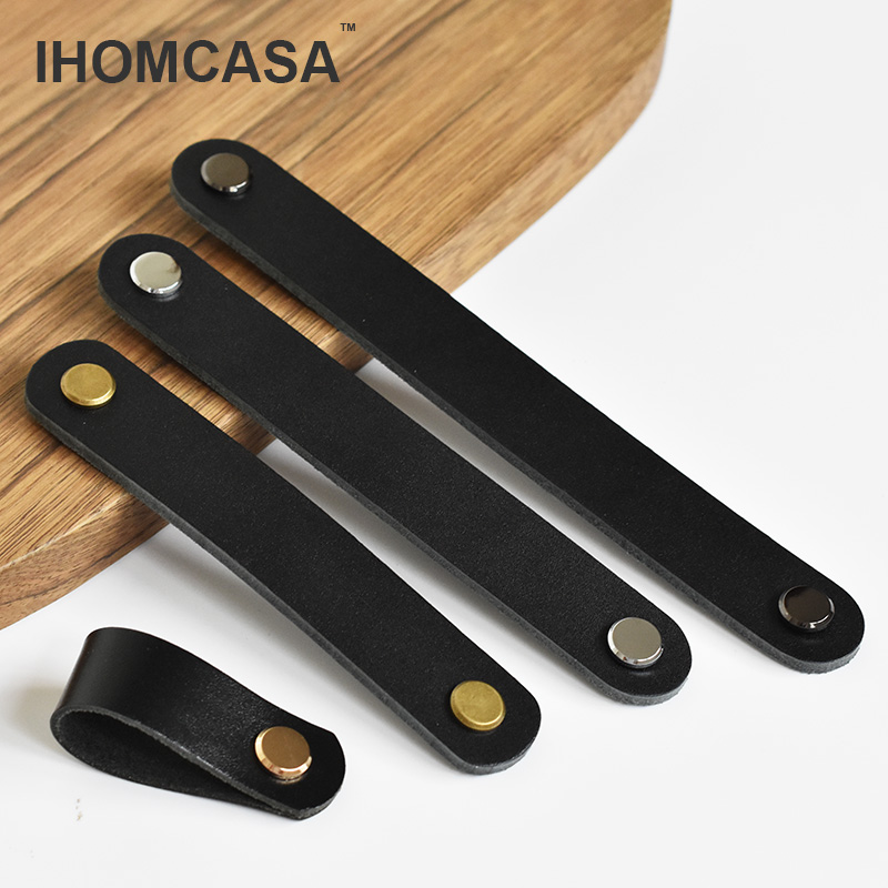 IHOMCASA Black Leather Knobs   - Furniture Rotating Hardware 评论和价格